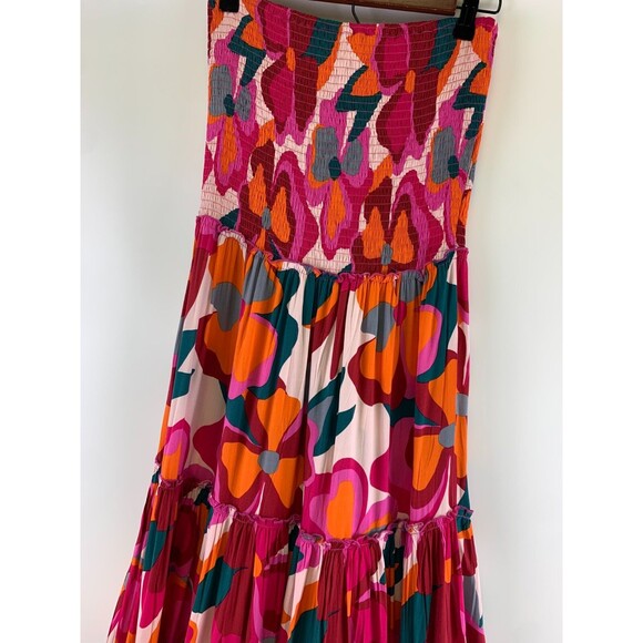 Abel The Label ATL Strapless Bright Multi Pink Floral Maxi Dress New Tags Large - Picture 2 of 11